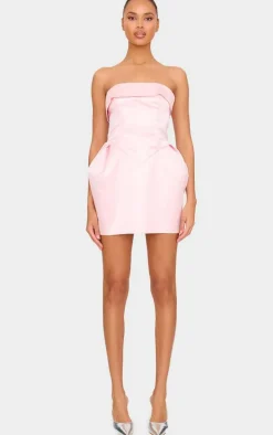 Baby Pink Boned Bandeau Shift Dress