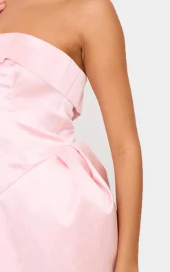 Baby Pink Boned Bandeau Shift Dress