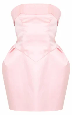Baby Pink Boned Bandeau Shift Dress