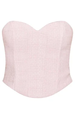 Baby Pink Boucle Sweet Heart Neckline Corset