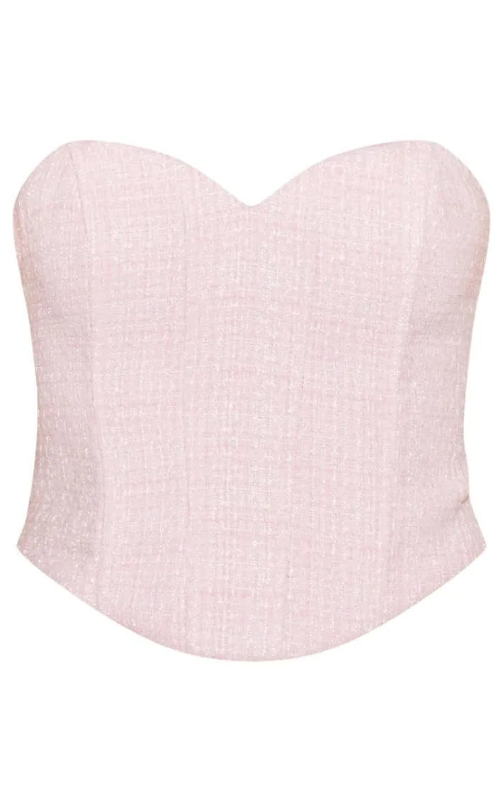 Baby Pink Boucle Sweet Heart Neckline Corset