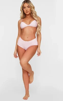 Baby Pink Bow Detail Triangle Bra