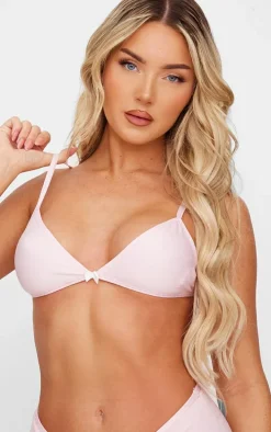 Baby Pink Bow Detail Triangle Bra