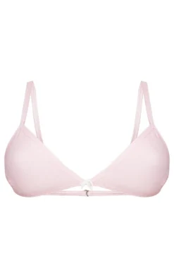 Baby Pink Bow Detail Triangle Bra