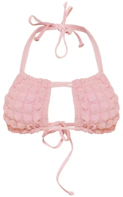 Baby Pink Bubble Bandeau Cut Out Bikini Top