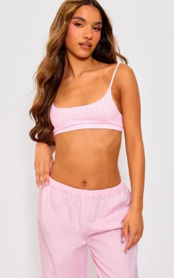 Baby Pink Gingham Soft Jersey Bralette