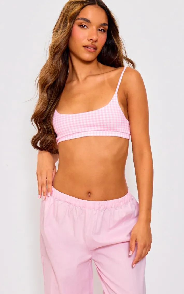 Baby Pink Gingham Soft Jersey Bralette
