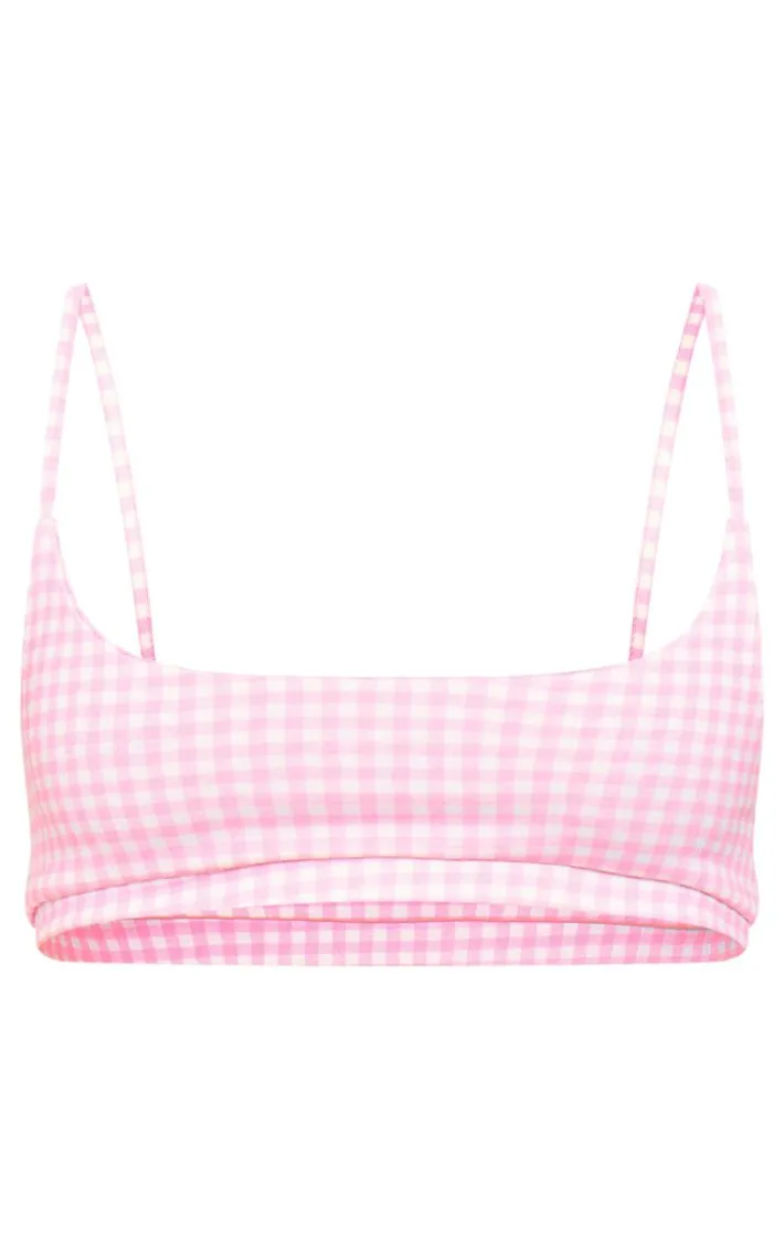 Baby Pink Gingham Soft Jersey Bralette