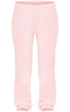Baby Pink Heart Embossed Wide Leg Sweatpants