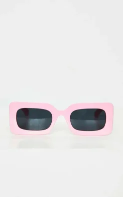 Baby Pink Lens Chunky Square Frame Sunglasses
