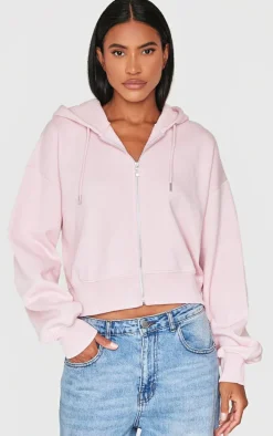 Baby Pink Lucky Girls Club Zip Through Hoodie