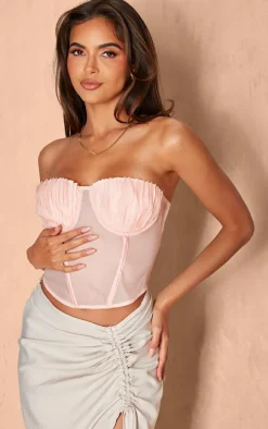 Baby Pink Organza Pleated Bust Corset
