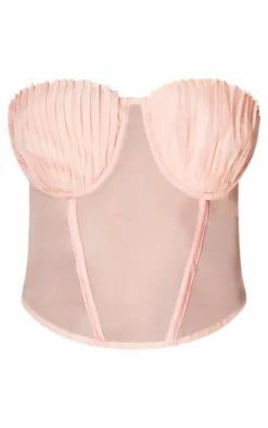 Baby Pink Organza Pleated Bust Corset