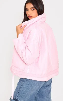 Baby Pink Quilted Padded Longline Jacket