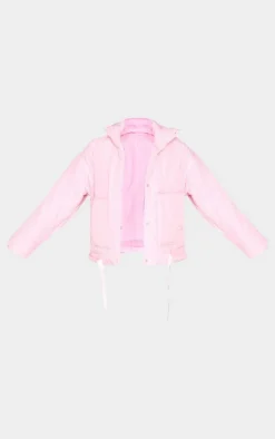 Baby Pink Quilted Padded Longline Jacket