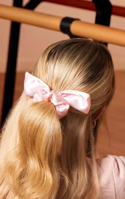 Baby Pink Satin Bow 2 Pack Scrunchies