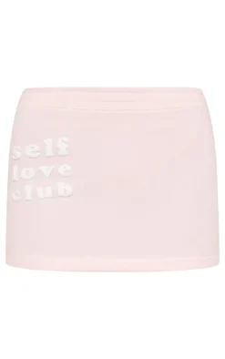 Baby Pink Self Love Club Graphic Sweat Skirt