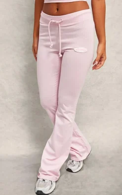 Baby Pink Studio Badge Detail Drawstring Flared Pants