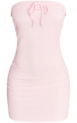 Baby Pink Tie Front Bandeau Dress