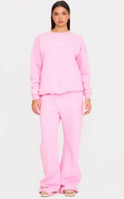 Ballet Pink Embroidered Oversized Sweatshirt