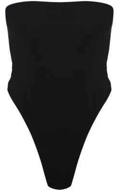 Basic Black Cotton Blend Bandeau Bodysuit