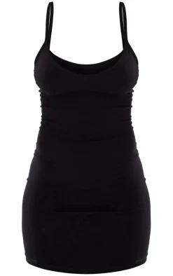 Basic Black Extreme Plunge Strappy Bodycon Dress