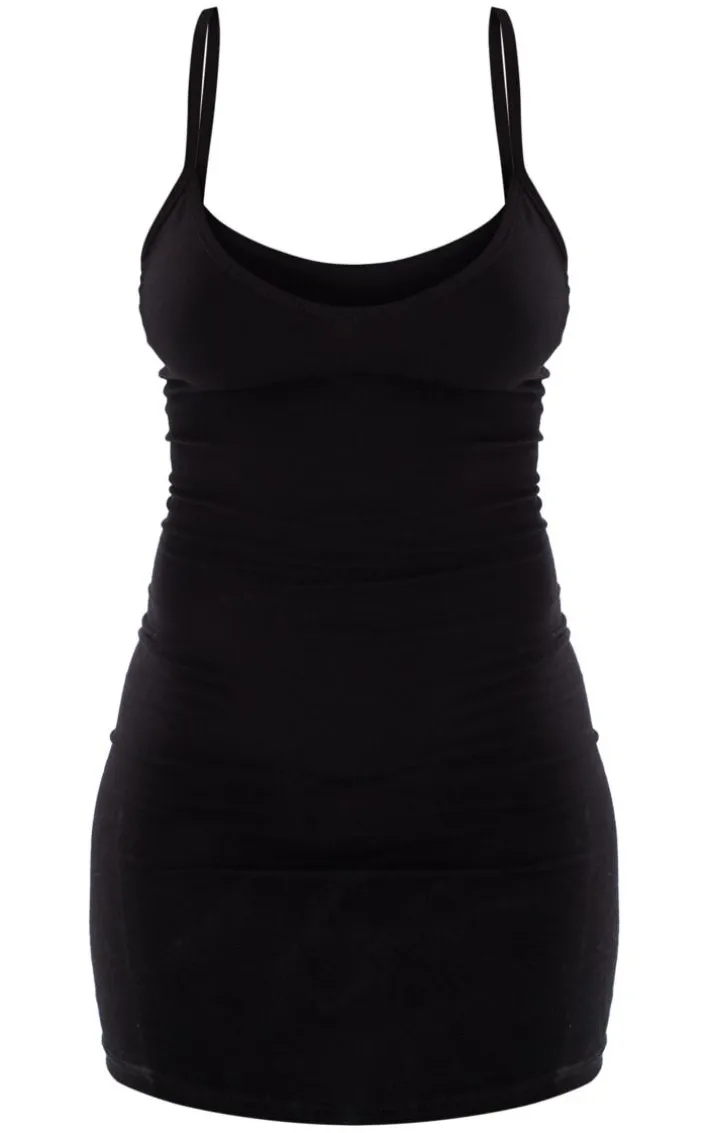 Basic Black Extreme Plunge Strappy Bodycon Dress