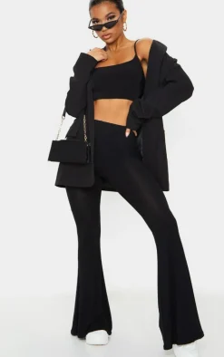 Basic Black Jersey Flared Pants
