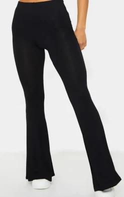 Basic Black Jersey Flared Pants