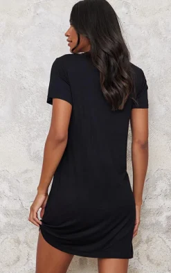 Basic Black Short Sleeve T Shirt Dress