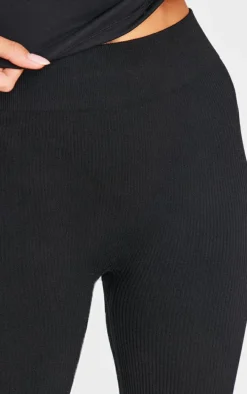 Basic Black Structured Snatched Rib Bike Shorts