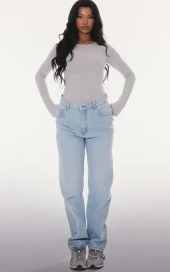 Basic Grey Marl Cotton Blend Crew Neck Bodysuit