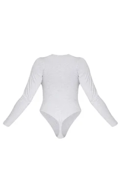 Basic Grey Marl Cotton Blend Crew Neck Bodysuit