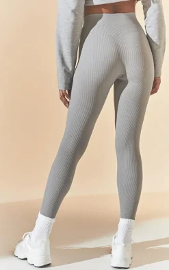 Basic Grey Marl Structured Snatched Rib Leggings