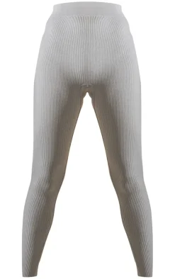 Basic Grey Marl Structured Snatched Rib Leggings