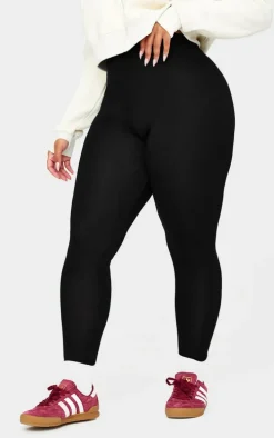 Basic Plus Black High Waisted Jersey Leggings