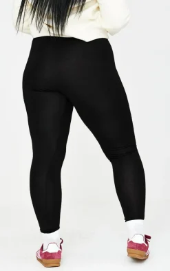 Basic Plus Black High Waisted Jersey Leggings