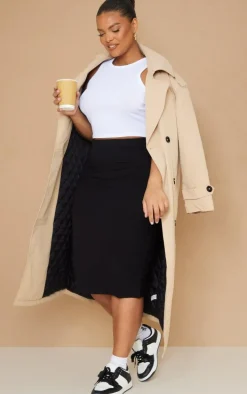 Basic Plus Black Jersey Midi Skirt
