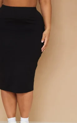 Basic Plus Black Jersey Midi Skirt