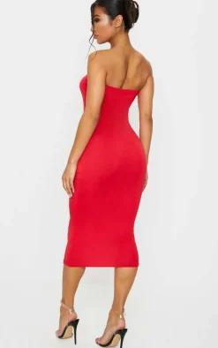 Basic Red Bandeau Midaxi Dress