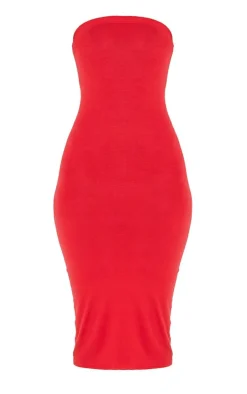 Basic Red Bandeau Midaxi Dress