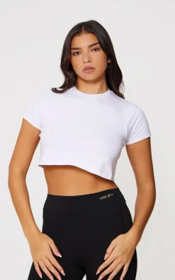 Basic Roll Sleeve White Crop Top