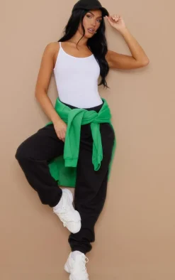 Basic White Cotton Blend Scoop Neck Bodysuit