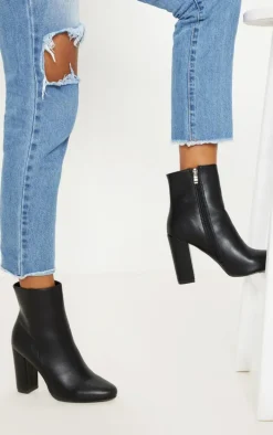 Behati Black Faux Leather Ankle Boot