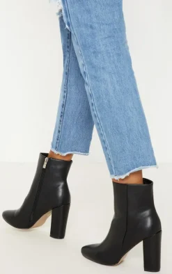 Behati Black Faux Leather Ankle Boot