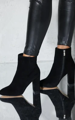 Behati Black Faux Suede Ankle Boots