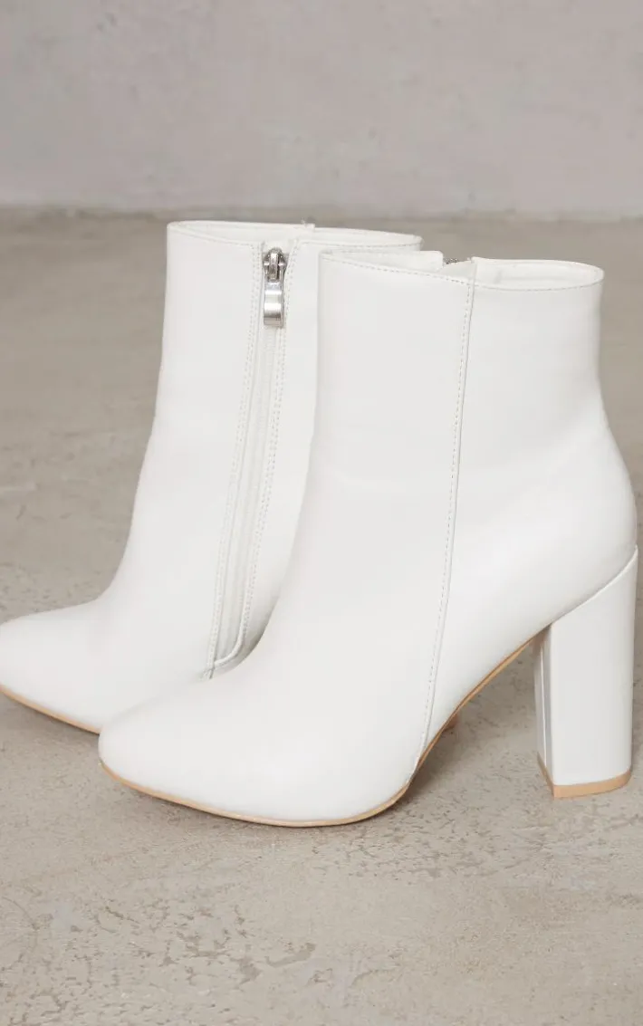 Behati White Faux Leather Ankle Boot