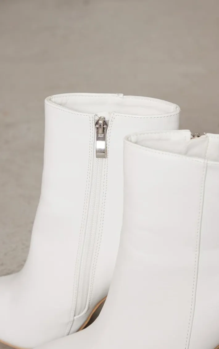 Behati White Faux Leather Ankle Boot