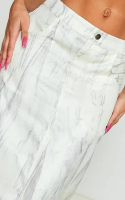 Beige Abstract Printed Woven Tailored Maxi Skirt