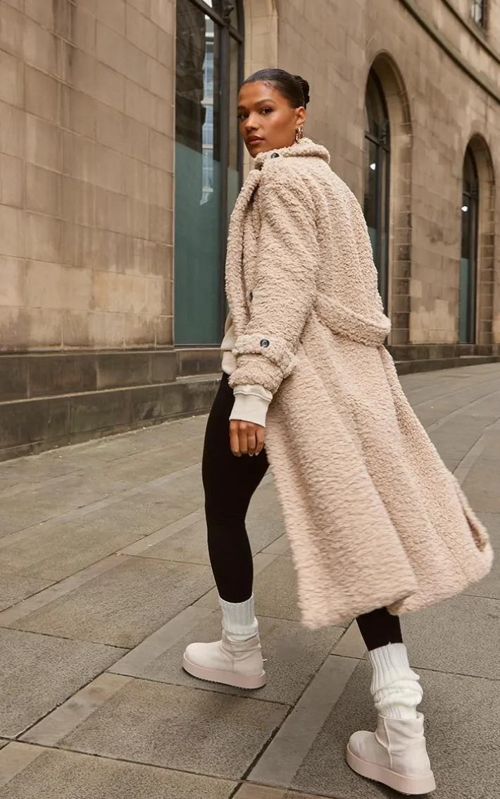 Beige Borg Belted Trench Coat